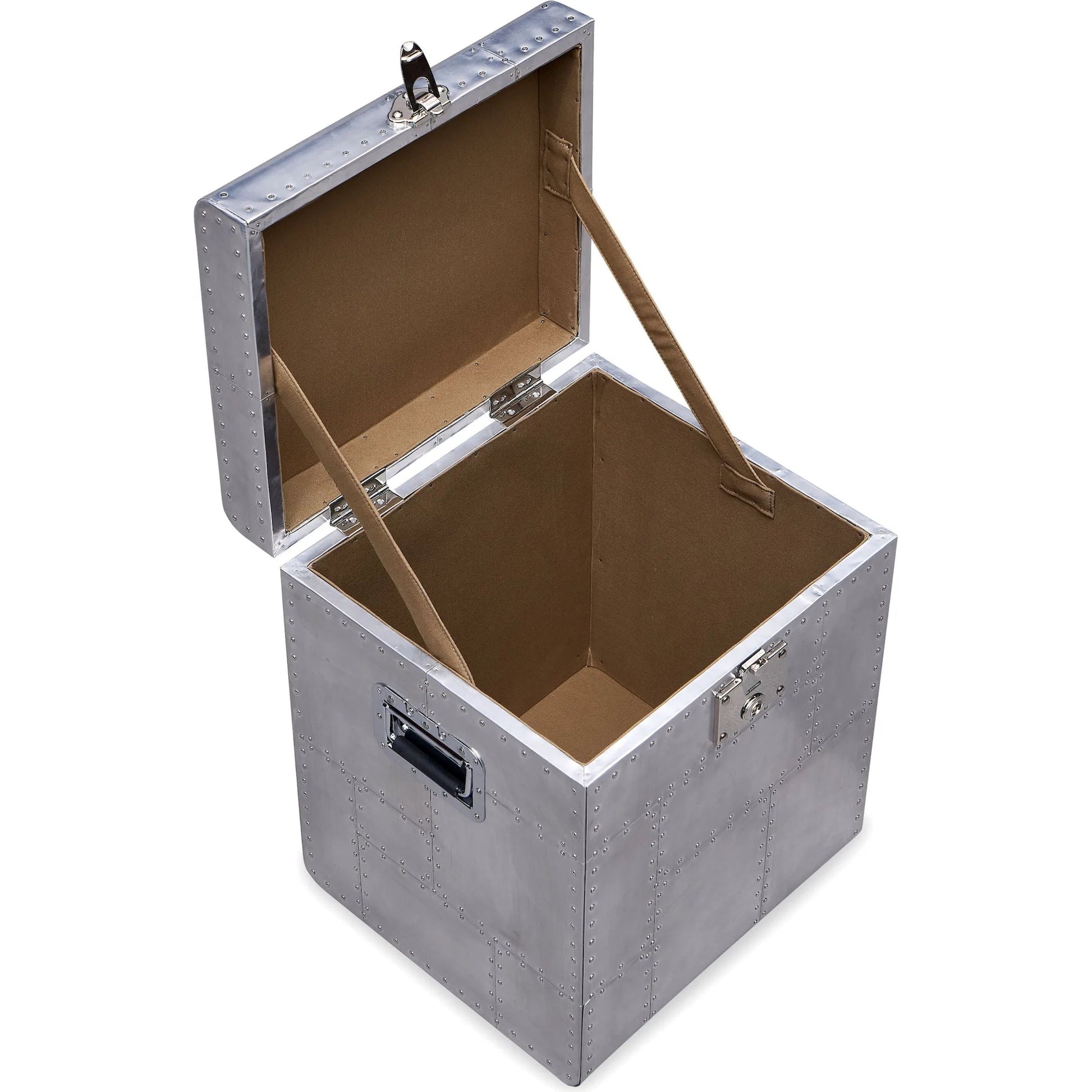 Elio Trunk by Zentique in aluminum and silver. Made from aluminum in a unique style.
