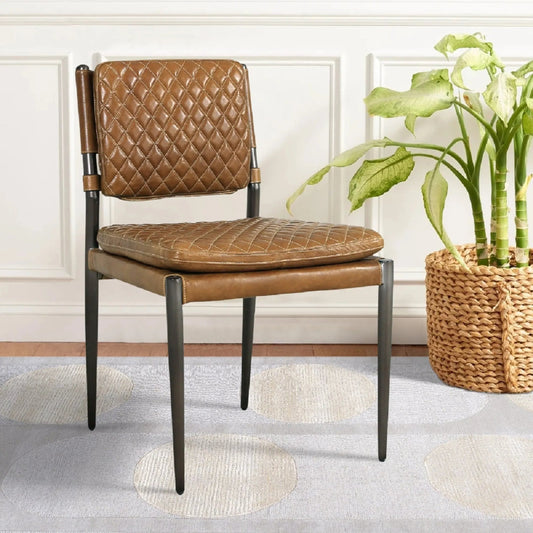 Capri Top Grain Accent Chair - CHAIR-0115-1 by Pasargad Home in brown. Made from leather in a unique style.