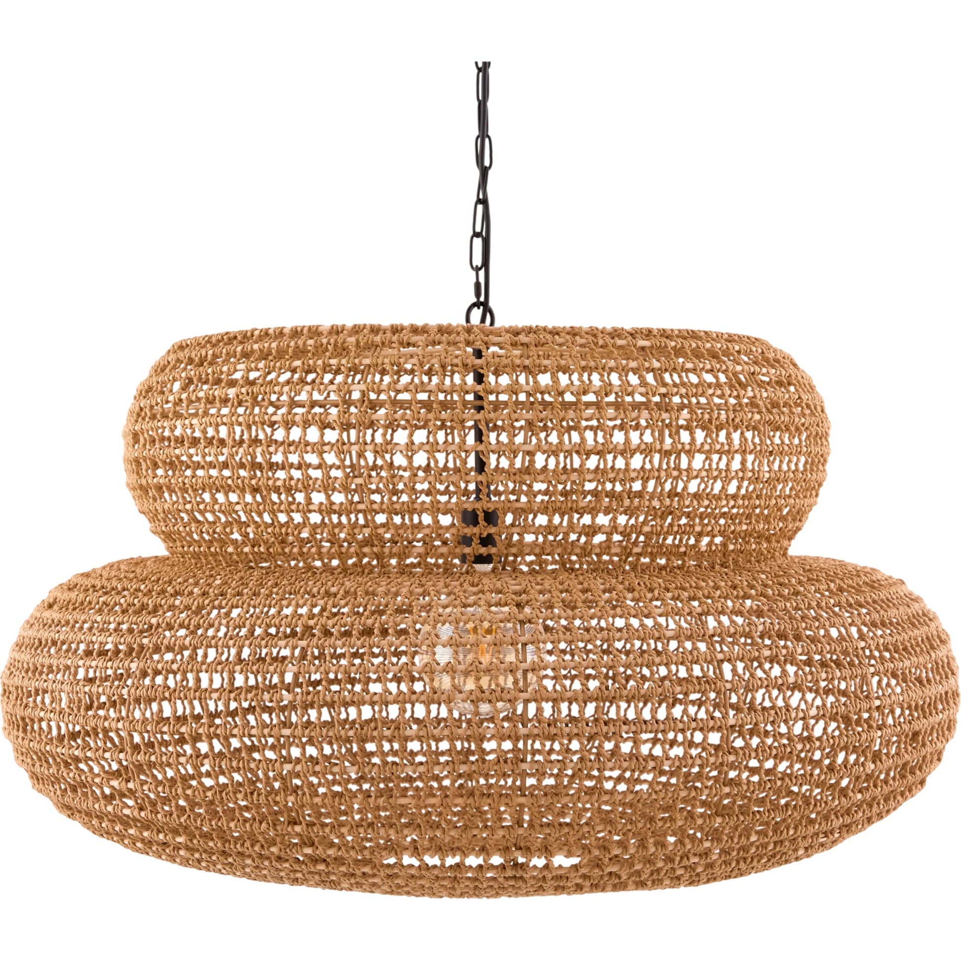 Tekapo Pendant by Surya in translucent, brown. Made from paper in a rustic style.