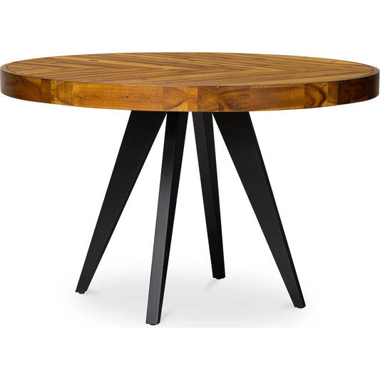 Parq Round Dining Table by Moe's Home Collection. Made from acacia veneer over mdf, solid acacia legs in a modern style.
