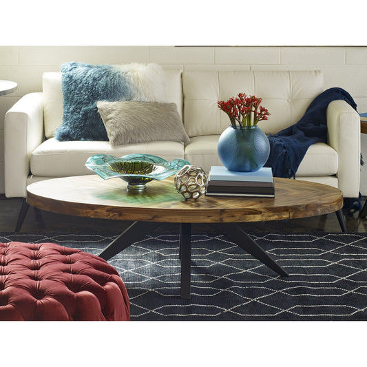 Parq Oval Coffee Table by Moe's Home Collection in cappuccino. Made from solid acacia wood, mdf in a modern style.