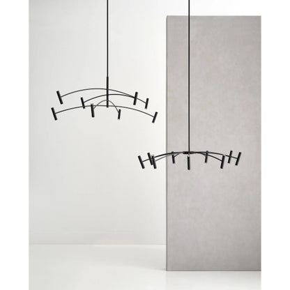 Aerial 60 Chandelier by Visual Comfort & Co. in matte black. Made from aluminum in a unique style.