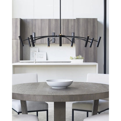 Aerial 55 Chandelier by Visual Comfort & Co. in matte black. Made from aluminum in a unique style.