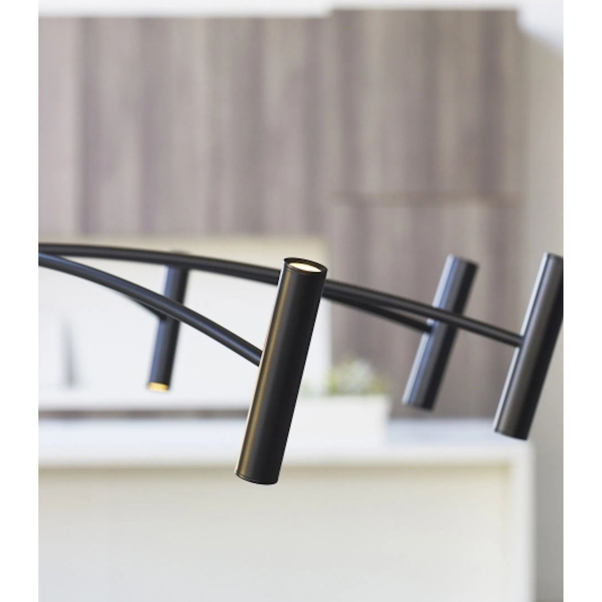 Aerial 55 Chandelier by Visual Comfort & Co. in matte black. Made from aluminum in a unique style.