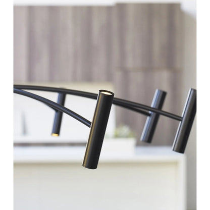 Aerial 55 Chandelier by Visual Comfort & Co. in matte black. Made from aluminum in a unique style.