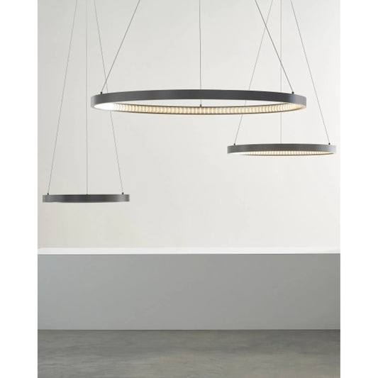 Bodiam 30 Suspension Chandelier by Visual Comfort & Co. in satin nickel. Made from aluminum in a modern style.