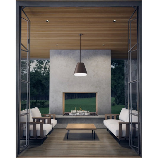 Bowman 12 Outdoor Pendant by Visual Comfort & Co. in charcoal. Made from aluminum in a unique style.