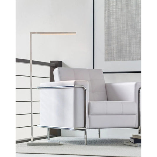 Klee 43" Floor Lamp by Visual Comfort & Co. in natural brass, white marble. Made from aluminum in a unique style.
