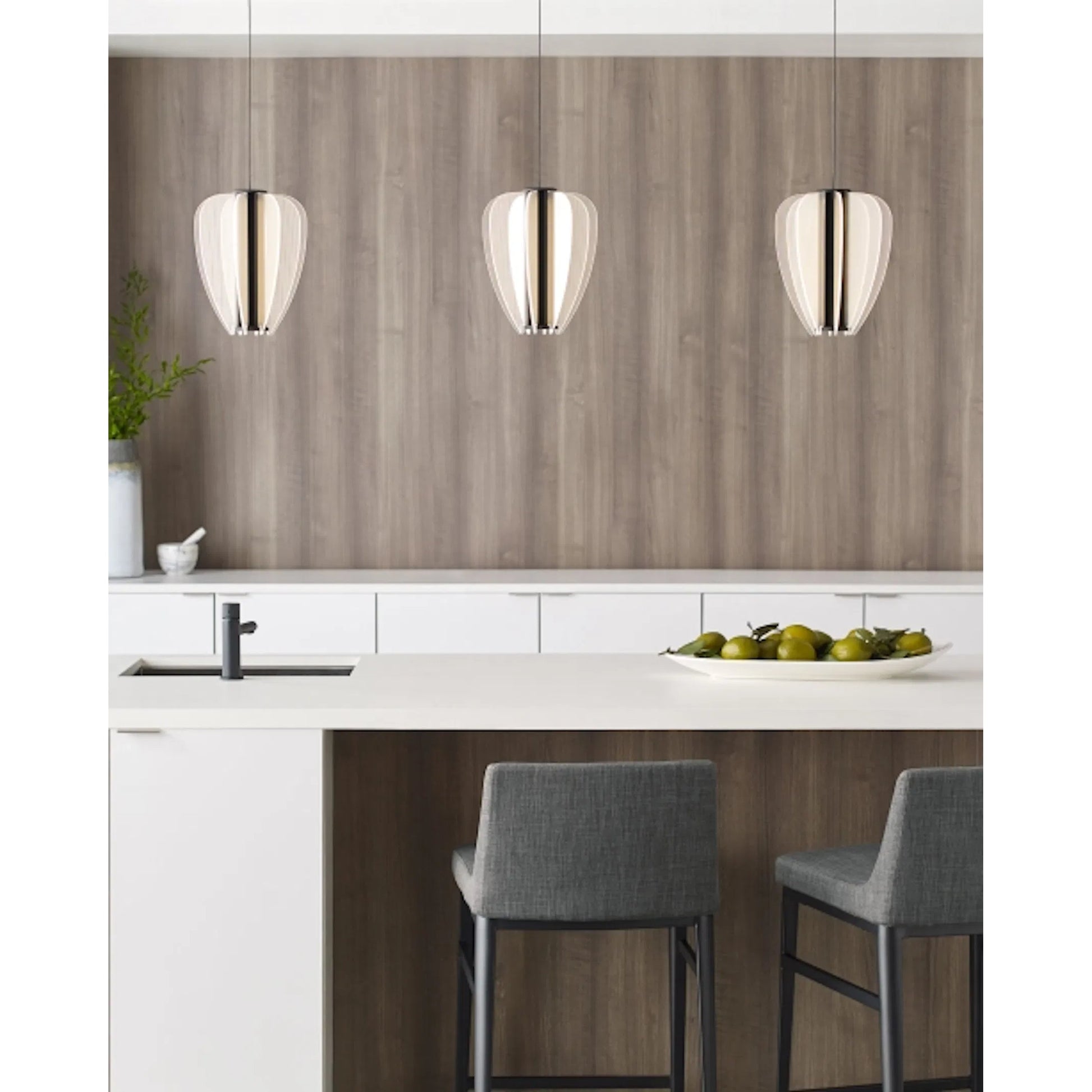Mini Nyra Pendant by Visual Comfort & Co. in plated brass. Made from acrylic in a unique style.