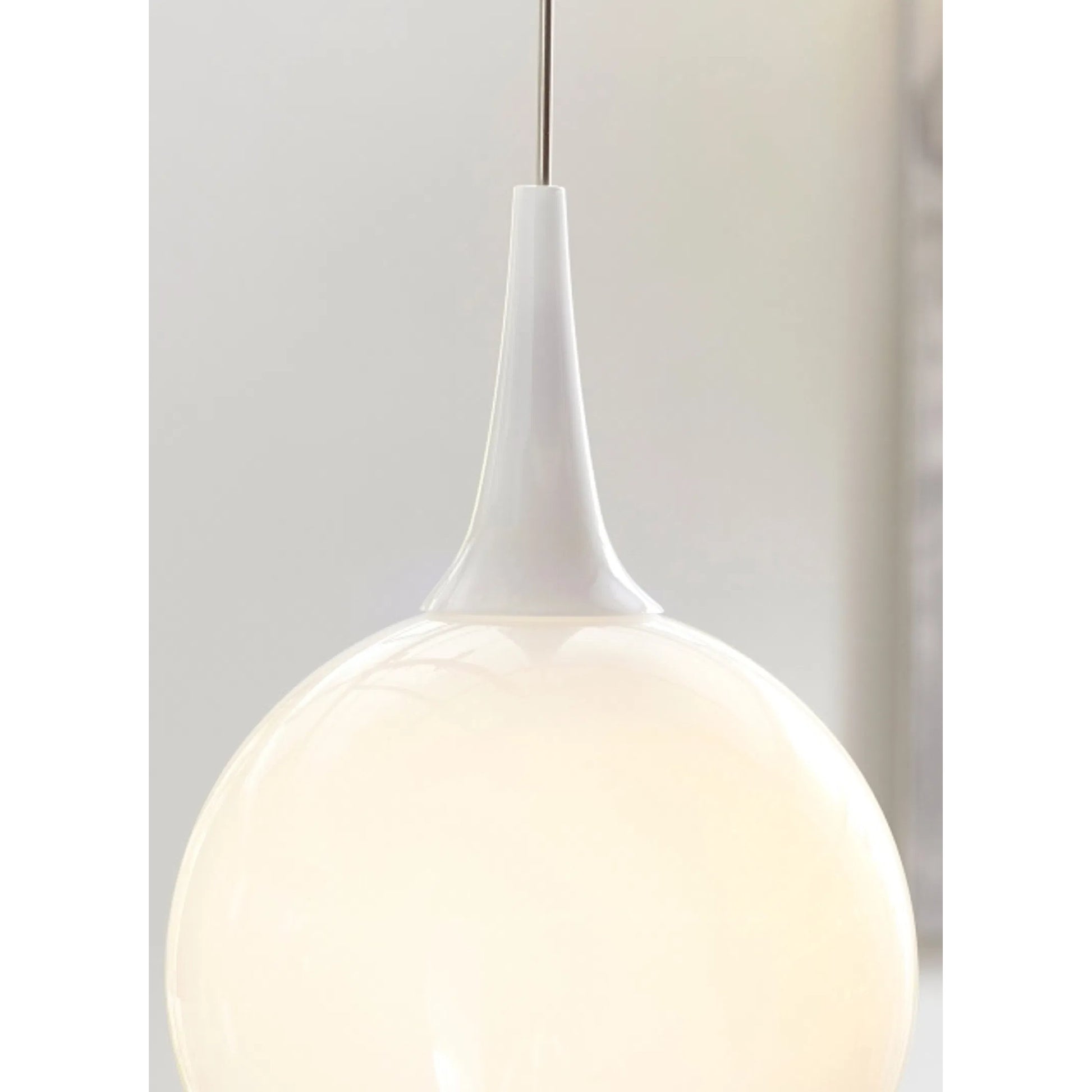 Pele Pendant by Visual Comfort & Co. in white and satin nickel. Made from glass in a unique style.