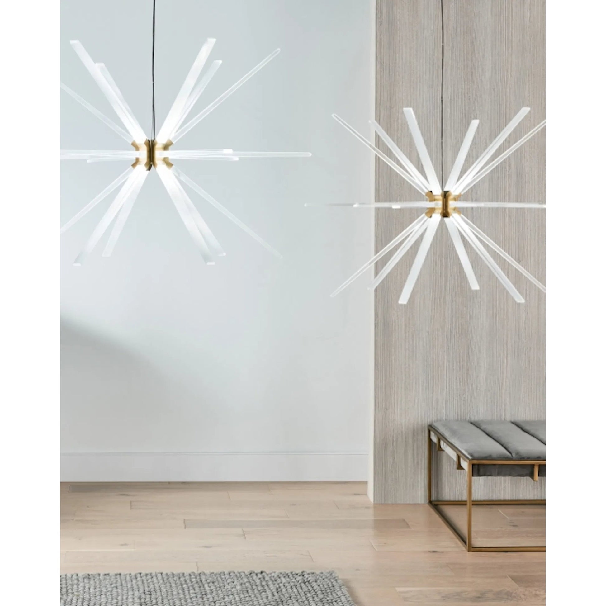 Photon 48" Chandelier by Visual Comfort & Co. in satin nickel. Made from aluminum in a unique style.