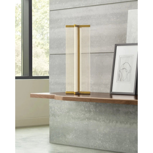 Rohe Table Lamp by Visual Comfort & Co. in natural brass. Made from aluminum in a unique style.