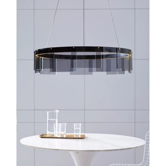 Stratos Chandelier by Tech Lighting in smoke, black. Made from glass in a modern style.