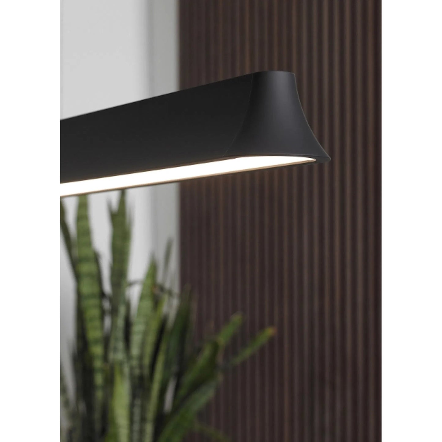 003 SI-2228581 | Closeup | Zhane 49" Linear Suspension by Visual Comfort & Co. in black rubberized. Made from metal in a unique style.