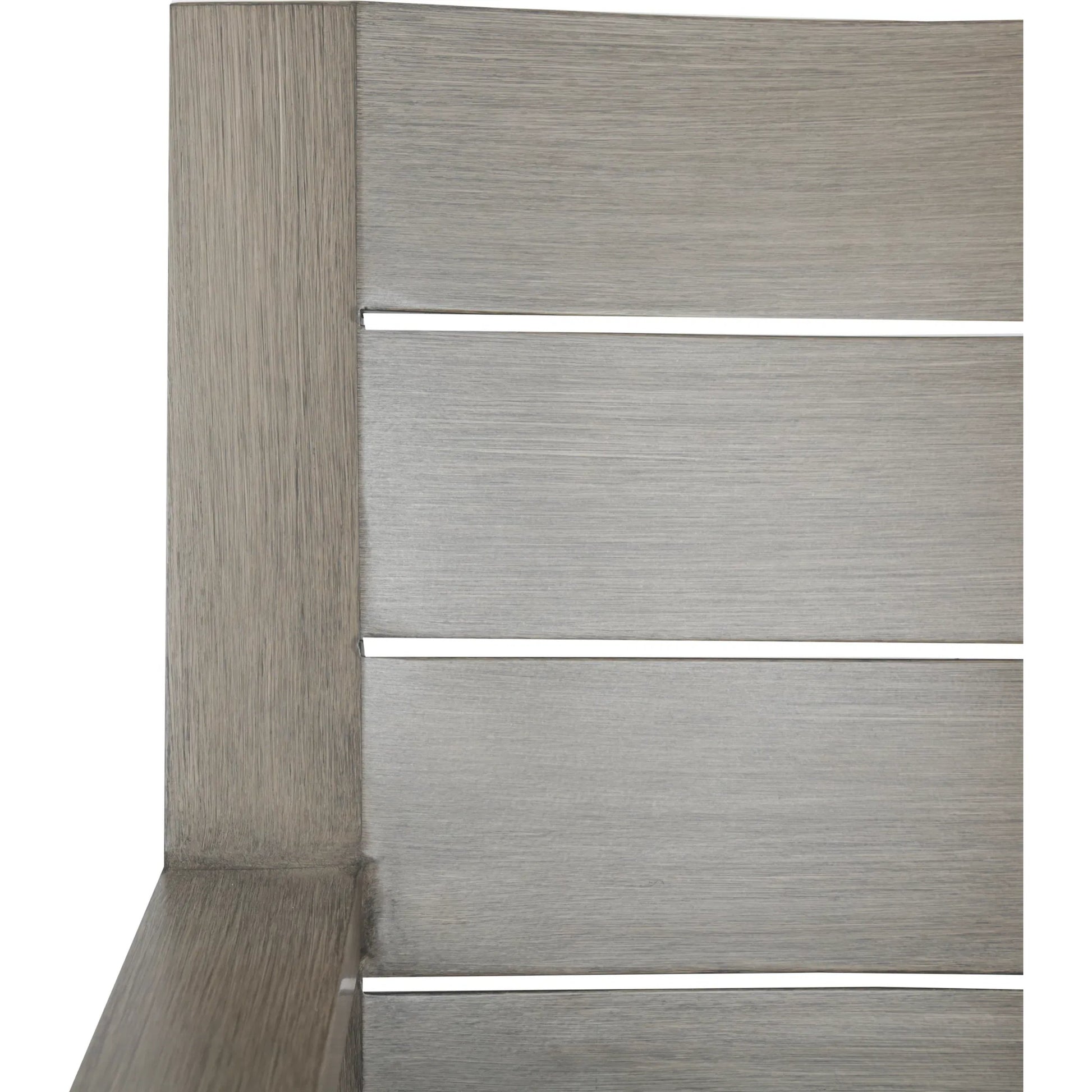 Laguna Outdoor Dining Chair by Sunset West in driftwood. Made from aluminum in a modern style.