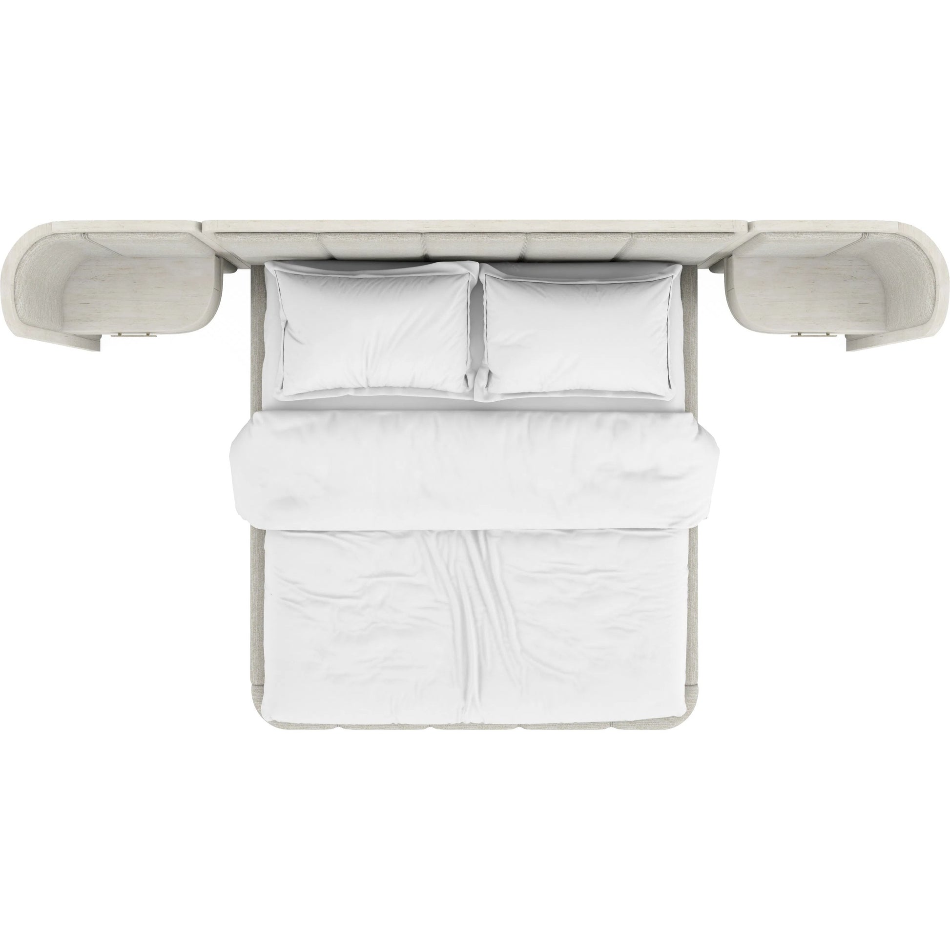 Ashlar Upholstered Wall Panel Bed by A.R.T. Furniture in bisque, ecru, sanded bronze. Made from parawood solids, birch veneers, foam, fabric, metal in a transitional style.