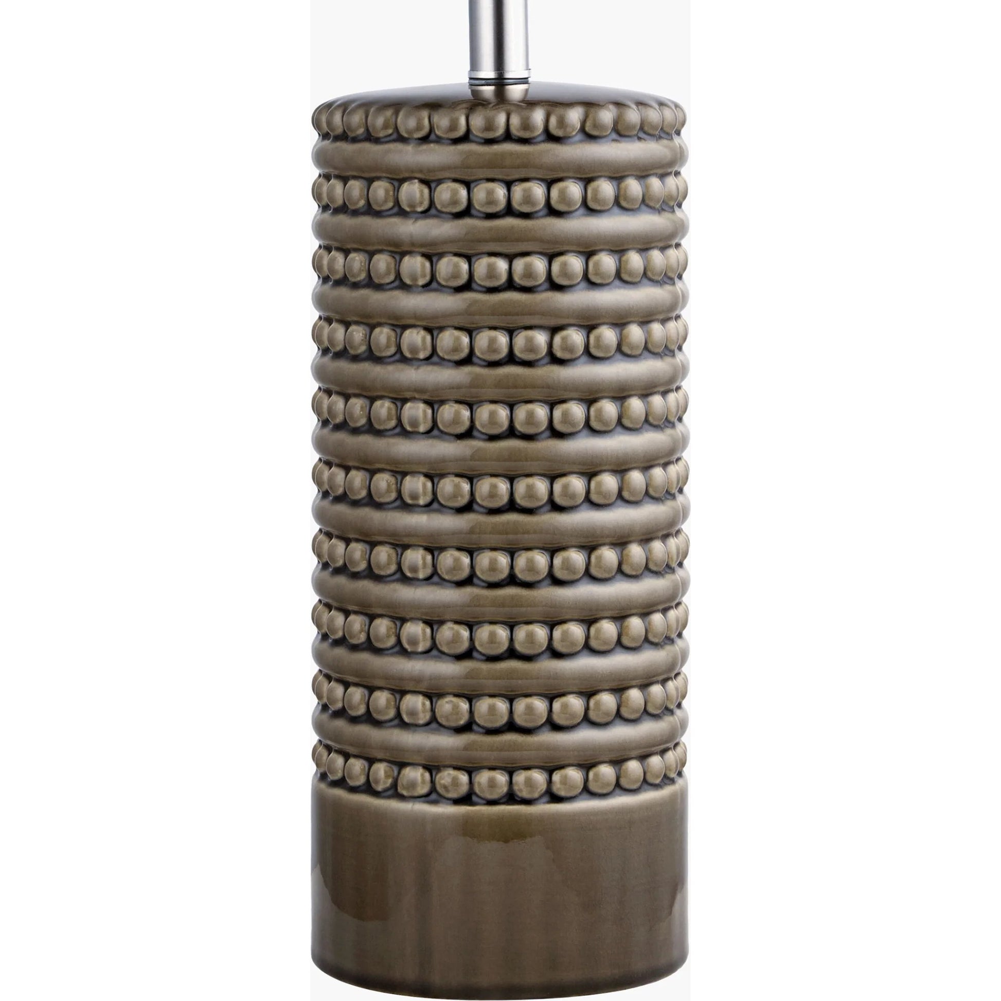 Tolfa Accent Table Lamp by Surya in dark brown and glazed, plated. Made from ceramic, linen, polyester, iron in a modern style.