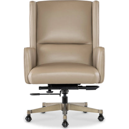 Primrose Executive Swivel Tilt Chair by Hooker Furniture in salvo beige. Made from leather in a unique style.
