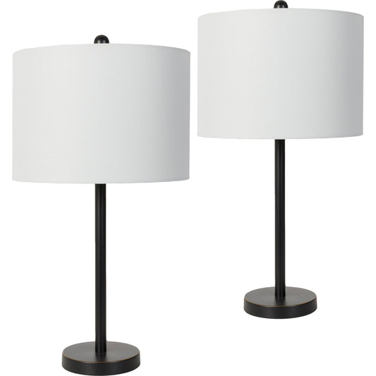 Tulip Table Lamp - 476529 (Set of 2) by Livabliss in black, white and painted. Made from metal, linen, polyester in a modern style.