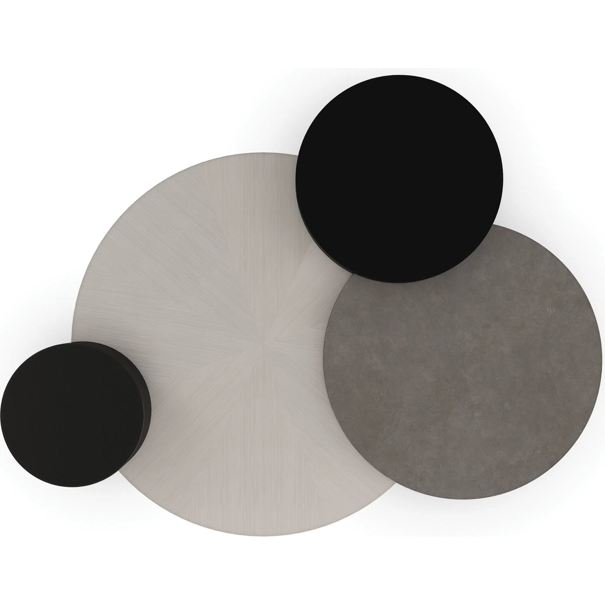 Constellation Cocktail Table by Caracole in black and silver burst, piano black, twilight frost, brushed tungsten. Made from birch, metal in a modern style.