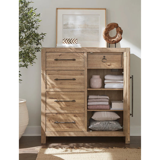 Vineyard Row Four-Drawer Door Chest by Hooker Furniture in light wood and sonoma. Made from unique in a transitional style.
