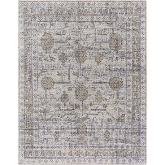 Tulu Rug - 539869 by Surya in desert sand, metallic - silver, sterling grey, silver, grey, slate, nickel. Made from wool in a unique style.