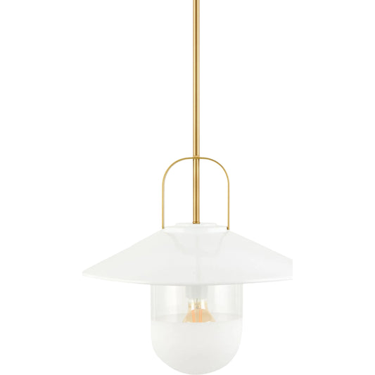 Tuliw Pendant by Livabliss in white, clear, metallic brass and powder coated. Made from iron, glass in a unique style.