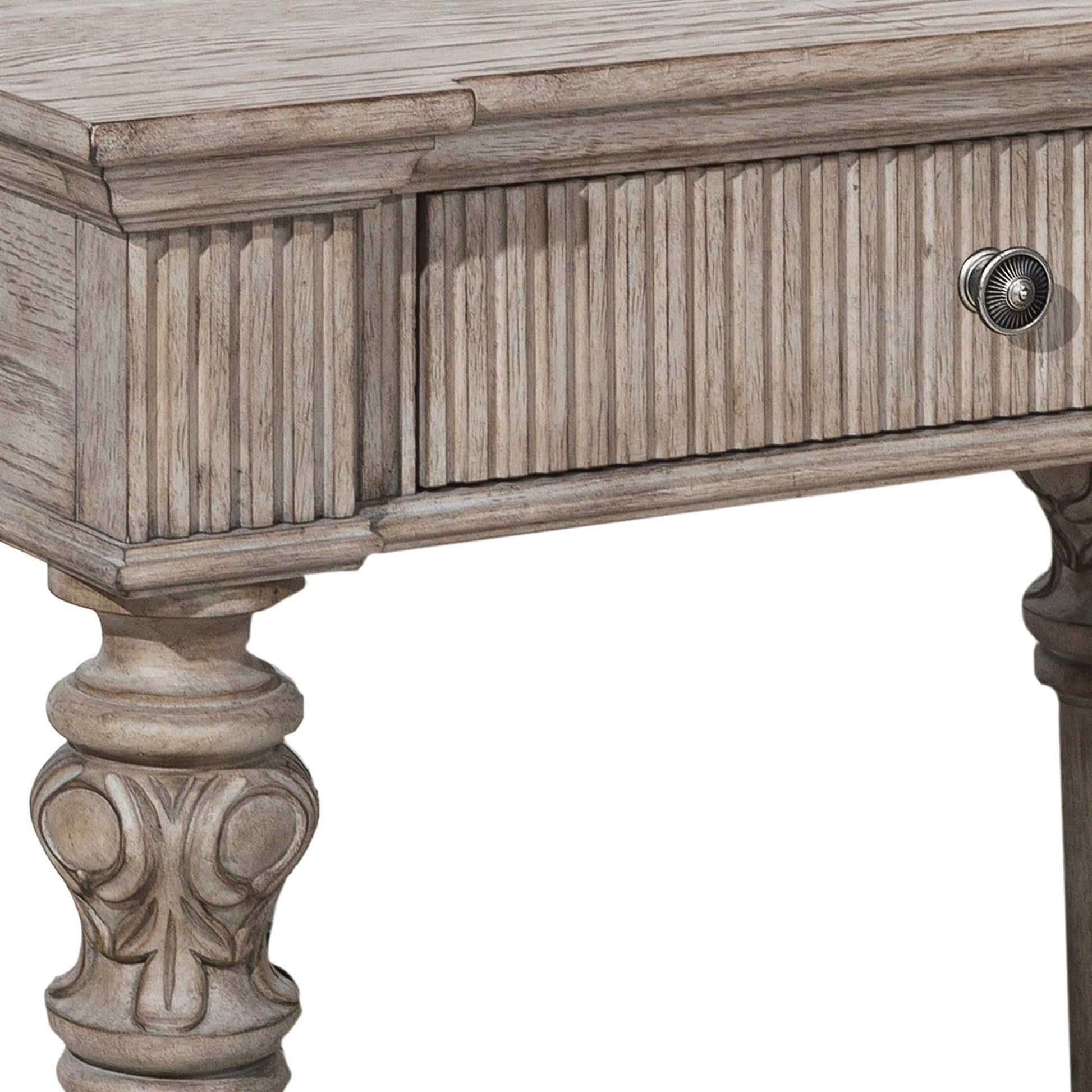 Kingsbury Open Nightstand by Pulaski Furniture in french grey. Made from oak veneers, hardwood solids in a traditional style.