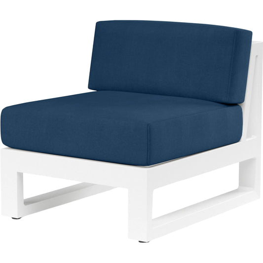 Newport Outdoor Armless Club Chair by Sunset West in whites/creams/beiges. Made from aluminum in a modern style.