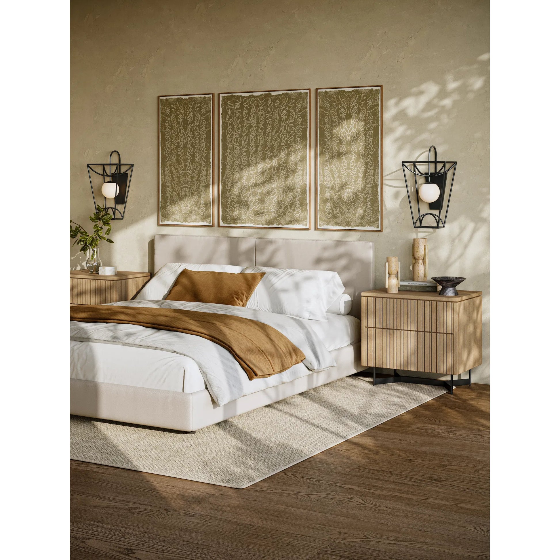 Rochefort Wall Sconce by Currey and Company in black, white. Made from metal, glass in a modern style.