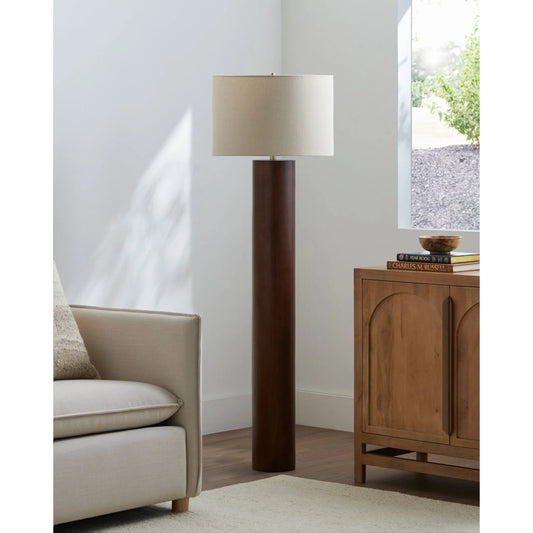 Timberline Accent Floor Lamp by Surya. Made from rubber wood, linen, polyester, iron in a transitional style.