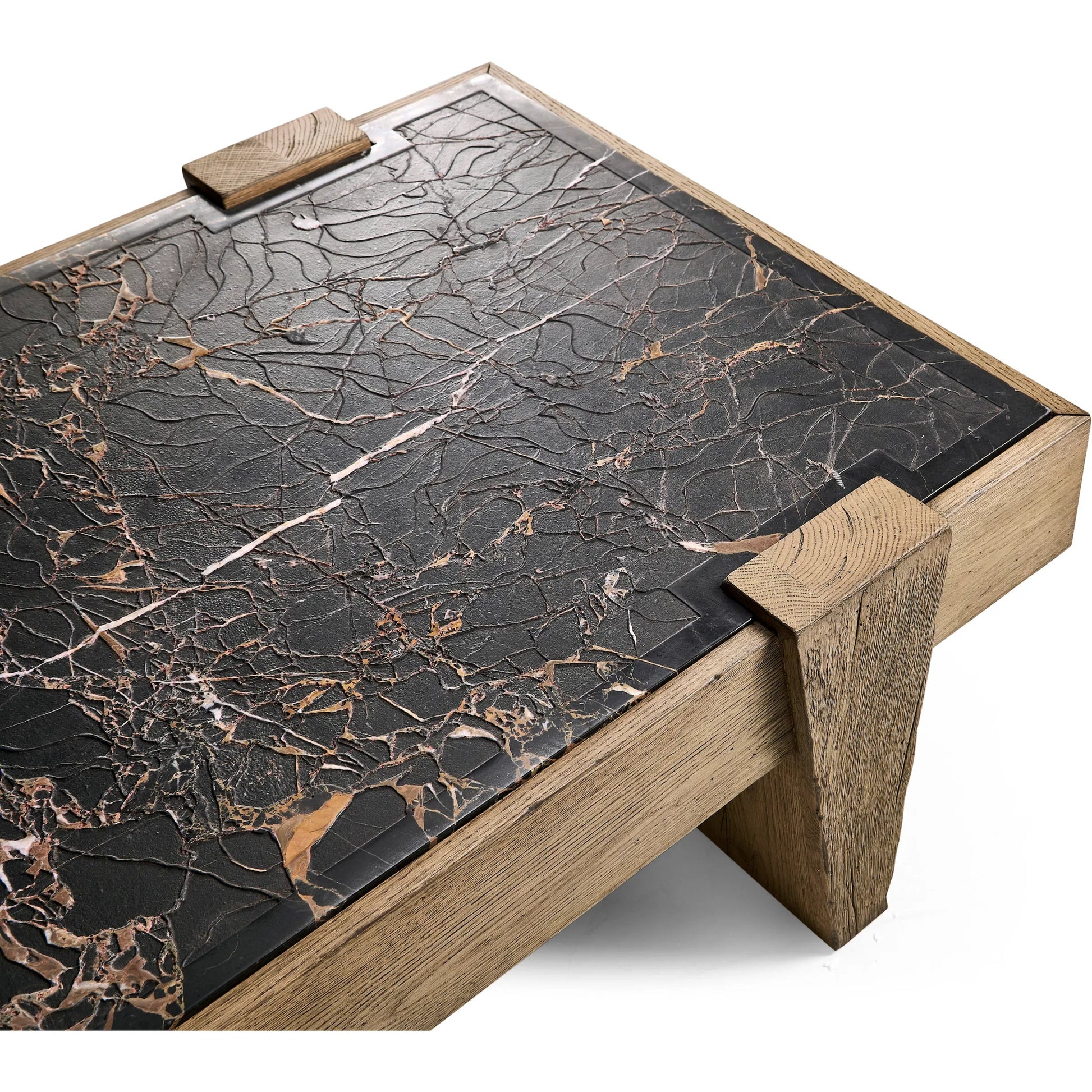 Echo Canyon Marble Rectangular Cocktail Table by Jonathan Charles in faded oak. Made from oak veneer in a cottage & farmhouse style.