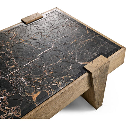 Echo Canyon Marble Rectangular Cocktail Table by Jonathan Charles in faded oak. Made from oak veneer in a cottage & farmhouse style.