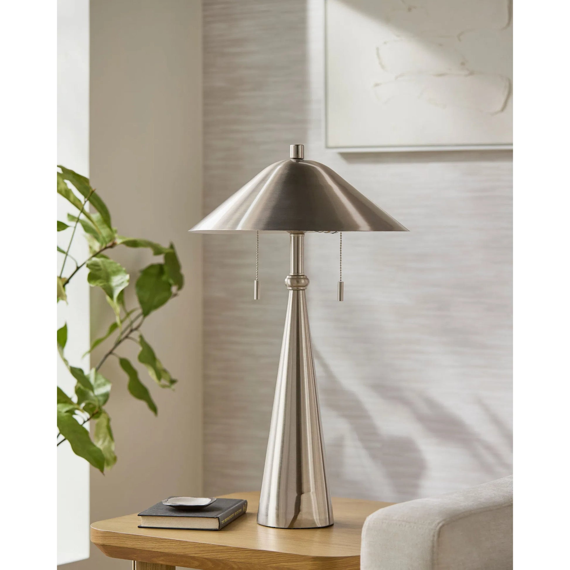 Tamago Accent Table Lamp by Surya in metallic nickel. Made from iron, metal in a modern style.