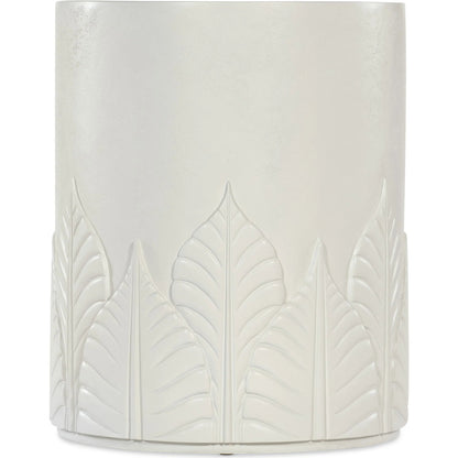 Commerce and Market Amelia Round End Table by Hooker Furniture in white plaster. Made from wood, resin in a modern style.