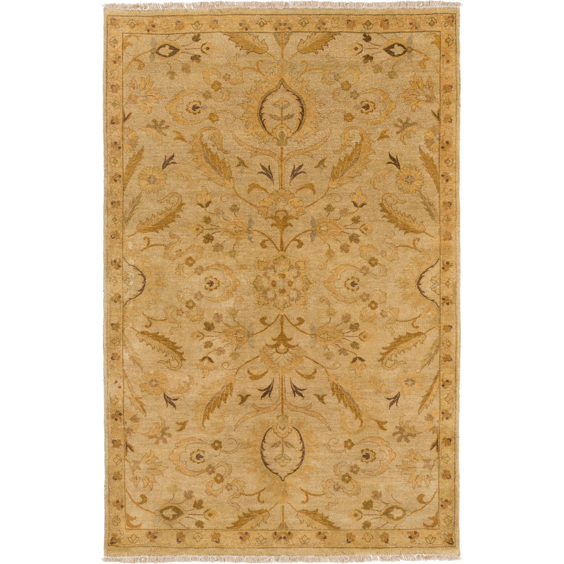 Temptress Rug - 1633 by Surya in light olive, mustard, light brown, sage. Made from 100% wool in a unique style.