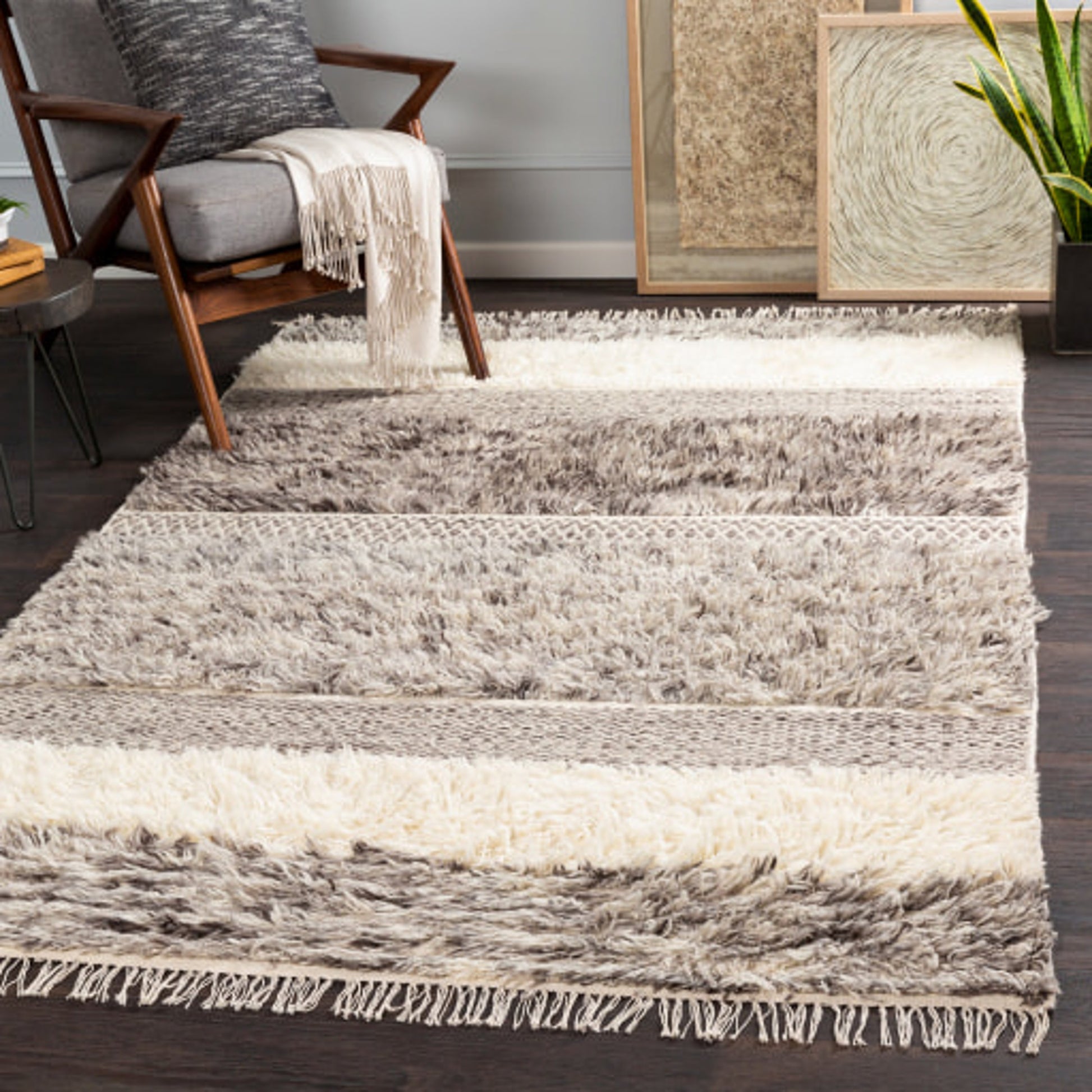 Tulum TMU-2302 Rug by Livabliss in beige, gray, taupe, dark brown. Made from 100% new zealand wool in a unique style.