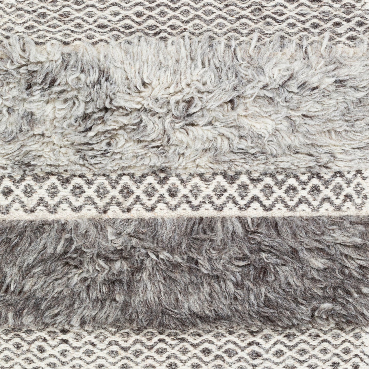 008 SI-1892590,SI-1892591,SI-1892592,SI-1892593,SI-1892594 | Closeup | Tulum TMU-2302 Rug by Livabliss in beige, gray, taupe, dark brown. Made from 100% new zealand wool in a unique style.