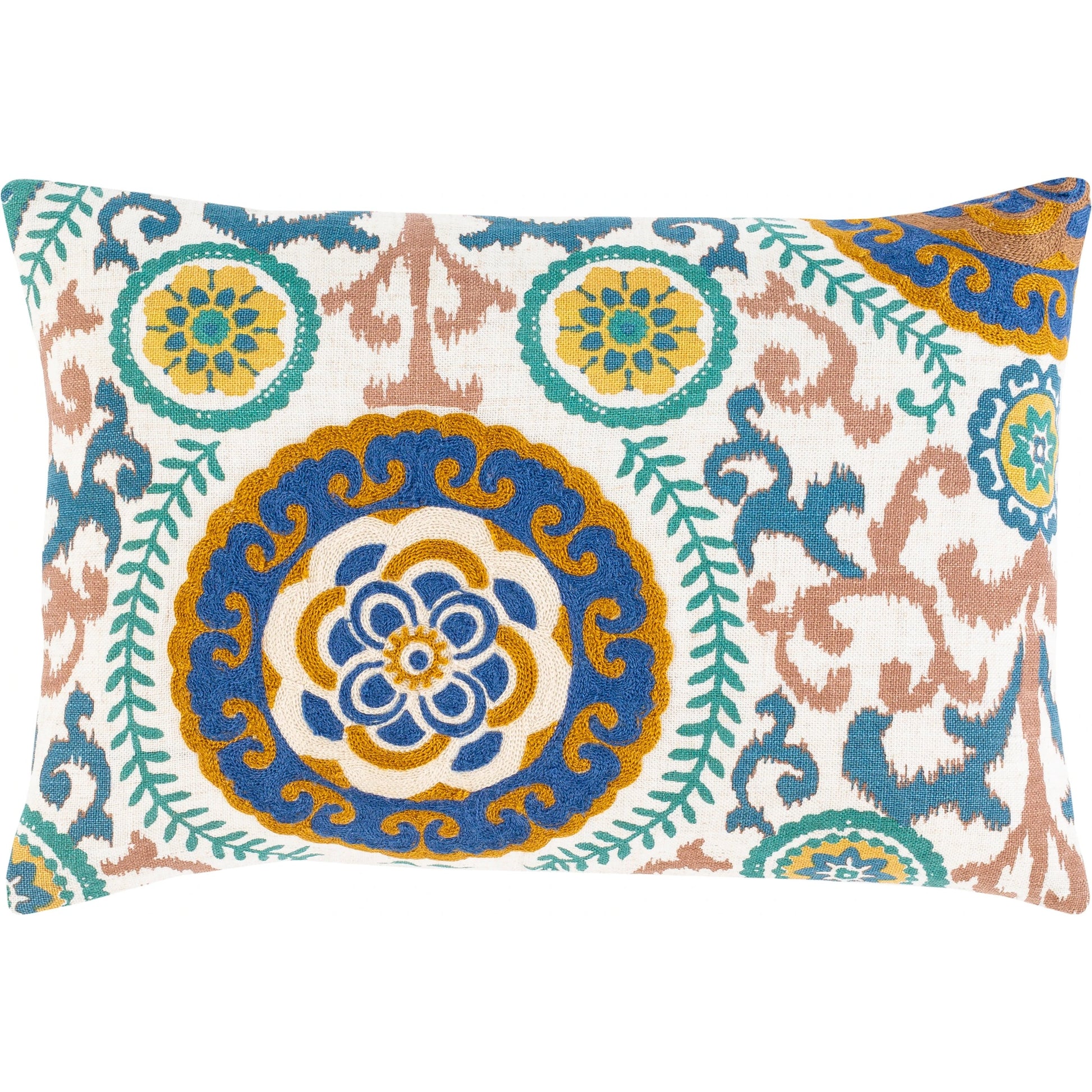 Termez Indoor/Outdoor Pillow by Surya. Made from 95% polyester, 5% linen in a traditional style.