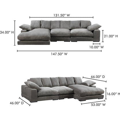 Plunge Sectional by Moe's Home Collection in charcoal. Made from upholstery: 100% polyester, solid wood, plywood construction, s-springs, webbing support, high density foam, fiber-fill in a unique style.