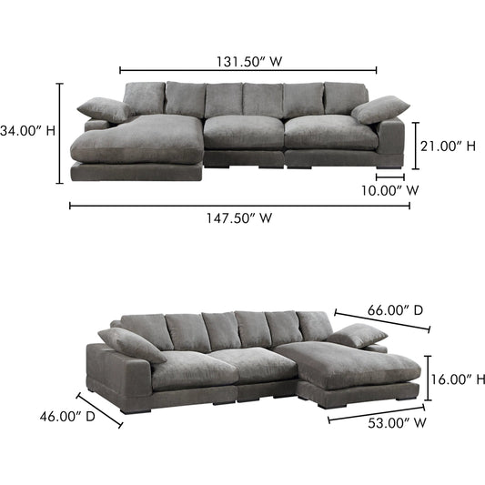 Plunge Sectional by Moe's Home Collection in charcoal. Made from upholstery: 100% polyester, solid wood, plywood construction, s-springs, webbing support, high density foam, fiber-fill in a unique style.