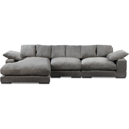 Plunge Sectional by Moe's Home Collection in charcoal. Made from upholstery: 100% polyester, solid wood, plywood construction, s-springs, webbing support, high density foam, fiber-fill in a unique style.