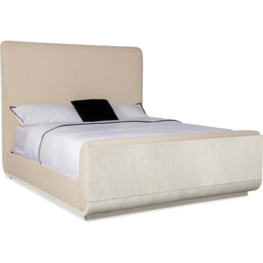 Modern Mood Upholstered Panel Bed by Hooker Furniture in inverness natural. Made from oak veneers, fabric, metal in a modern style.