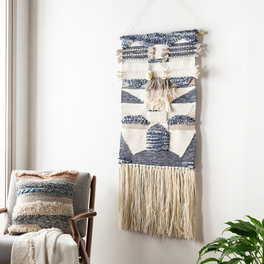 Teresina - 21767 by Surya in cream, light gray, ivory, ink, white, navy, medium gray. Made from 70% wool, 20% chenille-cotton, 10% viscose in a eclectic & global style.