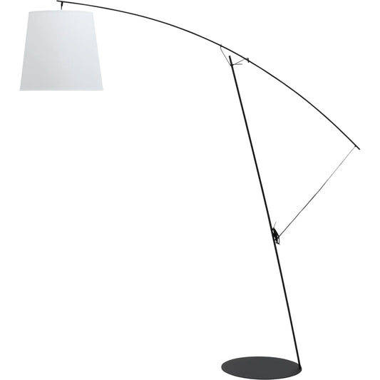 Tingo Accent Floor Lamp by Livabliss in white, ivory, black and stained, painted. Made from iron, linen, plastic in a unique style.