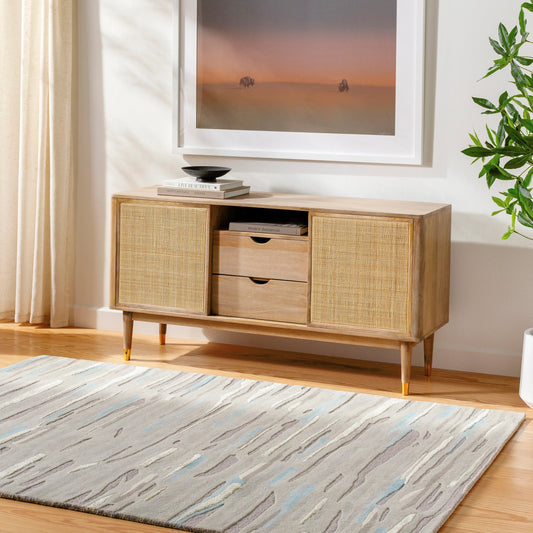 Tallinn Rug - 31467 by Surya in medium gray, oatmeal, gray, beige, pale blue, aqua. Made from main: 70% wool, main: 30% viscose in a unique style.