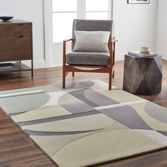Tallinn Rug - 31472 by Surya in cream, medium gray, charcoal, taupe, light beige. Made from main: 70% wool, main: 30% viscose in a unique style.