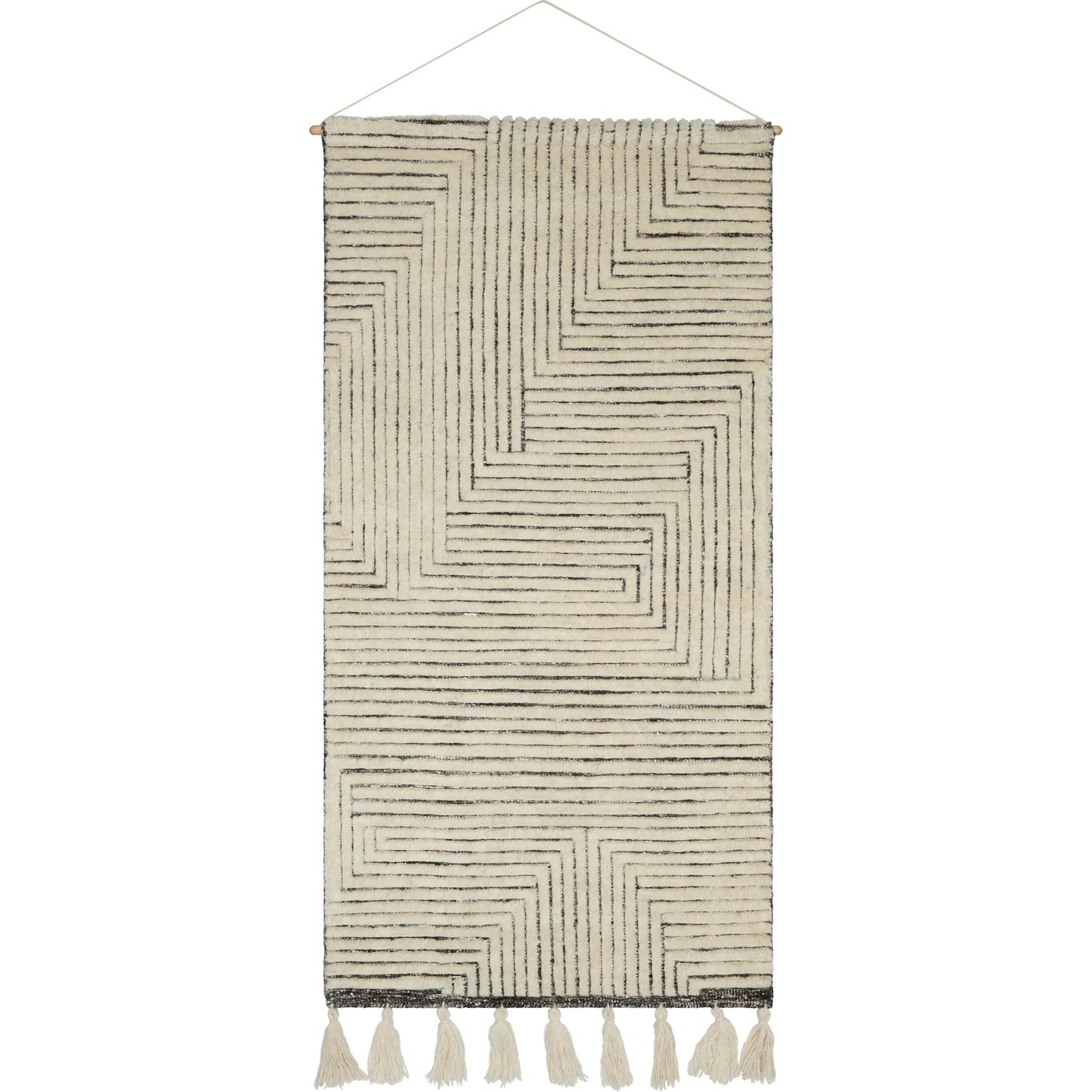 001 SI-2244600 | Primary Silo | Tunisia Hanging Wall Decor by Surya in ivory, charcoal, cream. Made from wool, cotton, wood in a rustic style.