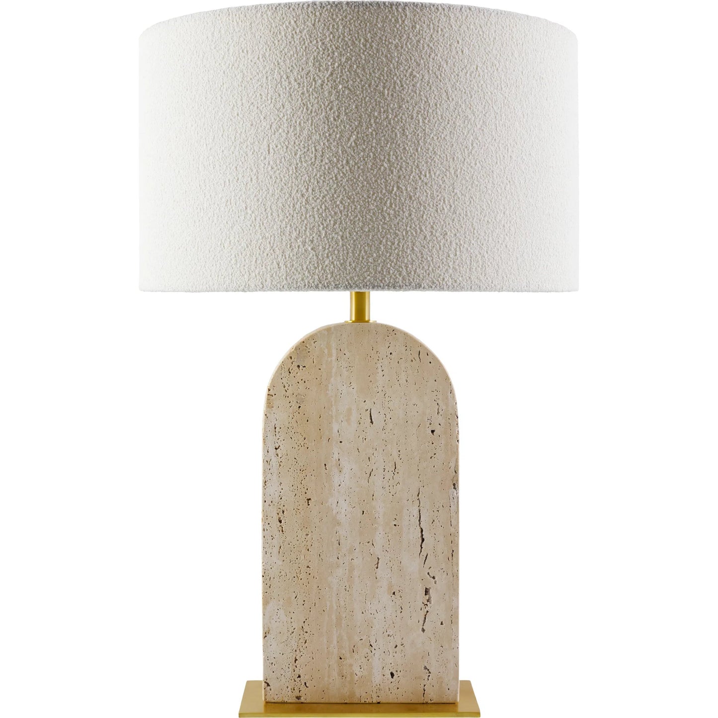 001 SI-2244986 | Primary Silo | Tenor Accent Table Lamp by Surya in metallic brass, beige, black, white and platednatural. Made from travertine, iron, linen, polyester in a transitional style.