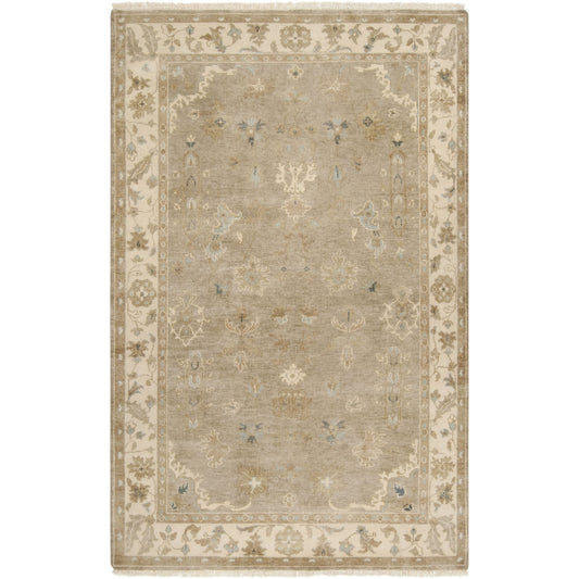 Transcendent Rug - 588 by Surya in oatmeal, light beige, medium gray, light brown, navy, dusty sage. Made from 100% wool in a unique style.